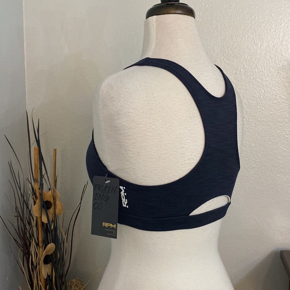 RPM Whitney Blix Bra Blue Ribbed Racerback Training Sports Bra Size Small - Picture 3 of 11